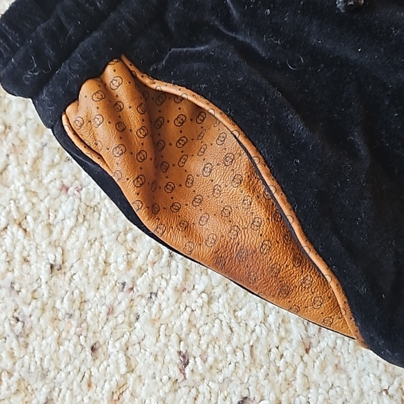 Gucci Dapper Dan Black Velvet Monogram Leather Tan Brown Pocket Sweatpants Track - Picture 4 of 12